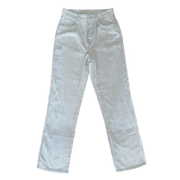 Zara Pants - Zara Striped Straight Leg Pants - White and Blue